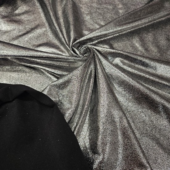 Gümüş Kumlama Desen Siyah Süprem Kumaş | B-8