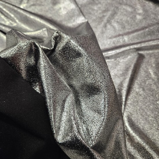 Gümüş Kumlama Desen Siyah Süprem Kumaş | B-8