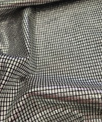 Gümüş Sim+Varak Dikdörtgen Desen Outlet Tül Kumaş |  R2-4