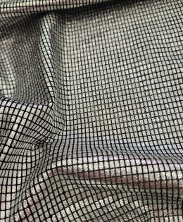 Gümüş Sim+Varak Dikdörtgen Desen Outlet Tül Kumaş |  R2-4