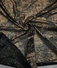 Bronz Varak Simli Batik Desen Siyah Tül Kumaş |  R2-5