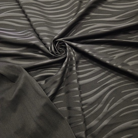 Mat Kaplama Yatay Dalga Desen Siyah İnterlok Kumaş | B-17