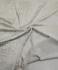 Açık Altın Batik Desen Beyaz Ribana Kumaş | C3-2