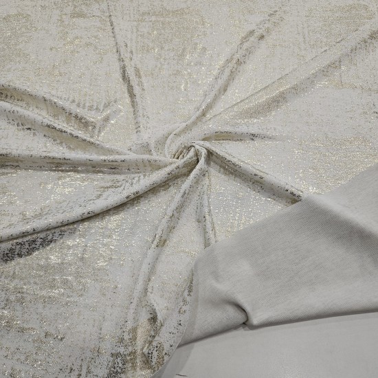 Açık Altın Batik Desen Beyaz Ribana Kumaş | C3-2