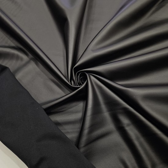 Siyah Deri Görünümlü Kaplama Baskı Siyah İnterlok Kumaş