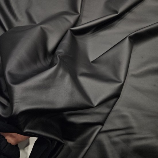 Siyah Deri Görünümlü Kaplama Baskı Siyah İnterlok Kumaş