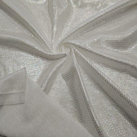 Gümüş Baskı Beyaz Parça Kumaş | 70x150 cm