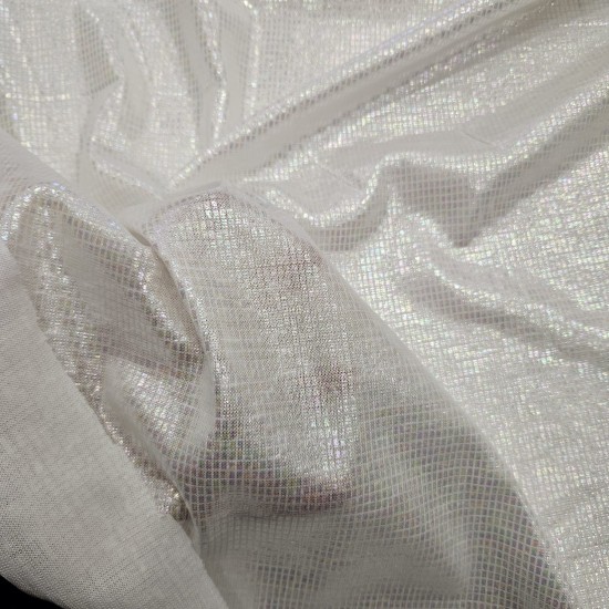 Gümüş Baskı Beyaz Parça Kumaş | 70x150 cm