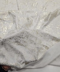 Açık Altın Batik Desen Beyaz Ribana Kumaş | C3-2