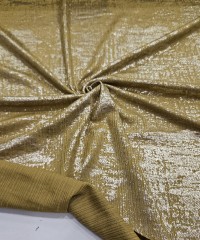 İnce Fitilli Açık Altın Kaplama Batik Desen Yağ Yeşili Kumaş | C3-3