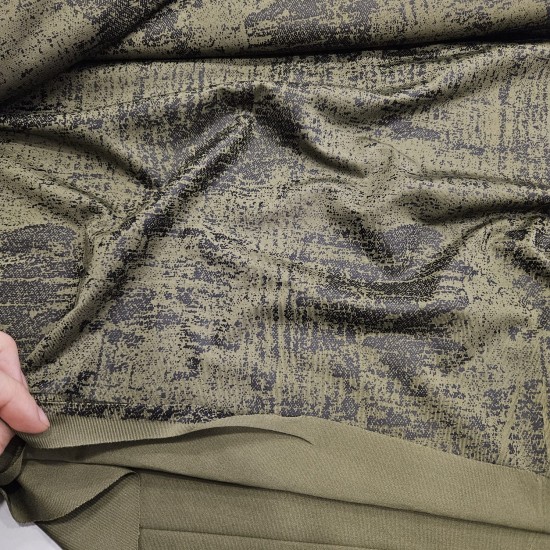 Siyah Mat Batik Desen Haki İnterlok Parça Kumaş