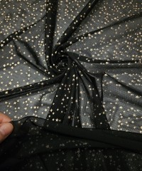 Altın Varak Minik Yıldız Tül Kumaş | C3-9