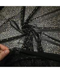 Altın Varak Minik Yıldız Tül Kumaş | C3-9