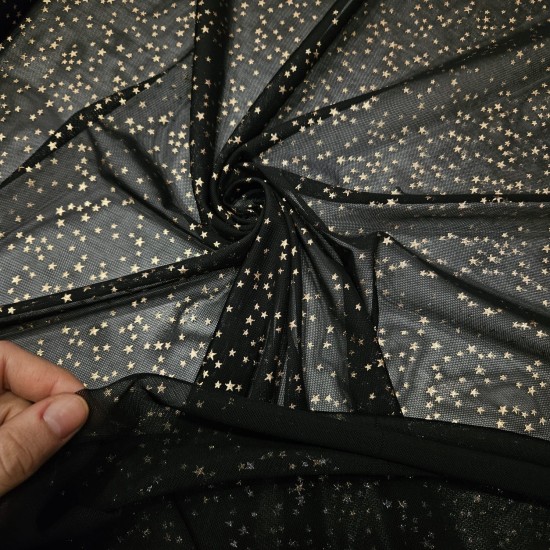 Altın Varak Minik Yıldız Tül Kumaş | C3-9