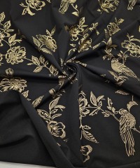 Altın Varak Motif Çiçek Desen Süprem Kumaş | C3-11