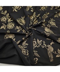 Altın Varak Motif Çiçek Desen Süprem Kumaş | C3-11