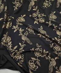 Altın Varak Motif Çiçek Desen Süprem Kumaş | C3-11