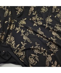 Altın Varak Motif Çiçek Desen Süprem Kumaş | C3-11