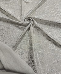 Gümüş Kumlama Baskı  Beyaz Ribana Kumaş | C3-12