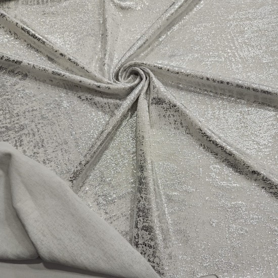 Gümüş Kumlama Baskı  Beyaz Ribana Kumaş | C3-12