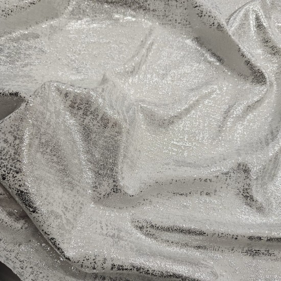 Gümüş Kumlama Baskı  Beyaz Ribana Kumaş | C3-12