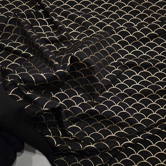 Altın Varak Balık Pulu Desen Süprem Kumaş | C3-13