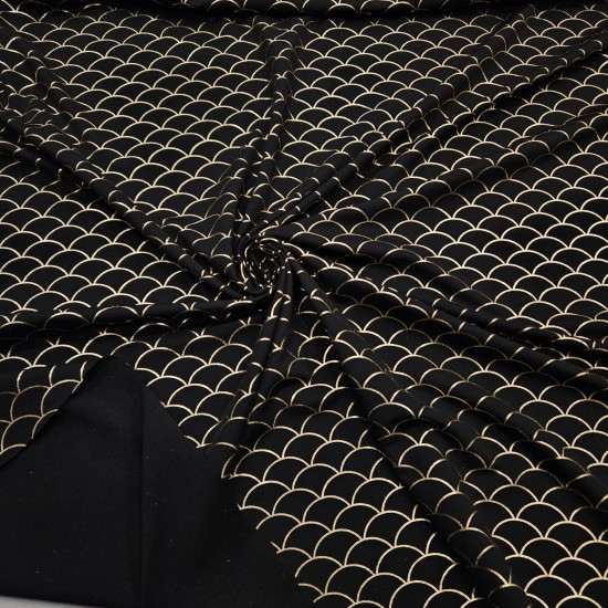 Altın Varak Balık Pulu Desen Süprem Kumaş | C3-13