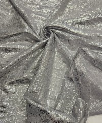 Gümüş Varak Batik Desen Gri Tül Kumaş |  R4-02