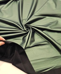 Metalik Yeşil Sıvama Kaplama Siyah İnterlok Kumaş | R4-03