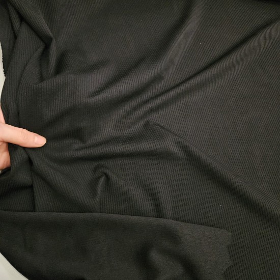 Fitilli Siyah İnterlok Kumaş | R4-05