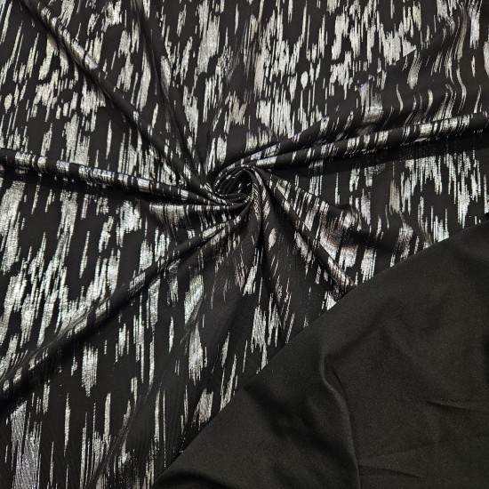 Gümüş Varak Fırça Darbesi Desen Süprem Kumaş | C-20