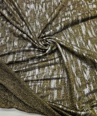 Gümüş Varak Fırça Darbesi Desen Simli İnce Örme Kumaş| C-18