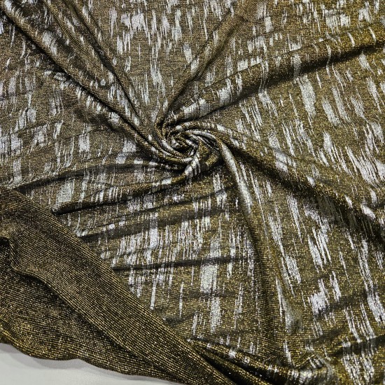 Gümüş Varak Fırça Darbesi Desen Simli İnce Örme Kumaş| C-18