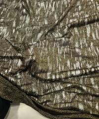 Gümüş Varak Fırça Darbesi Desen Simli İnce Örme Kumaş| C-18