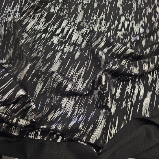 Gümüş Varak Fırça Darbesi Desen Süprem Kumaş | C-20