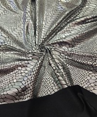 Gümüş Varak Piton Desen İnterlok Kumaş | D-12