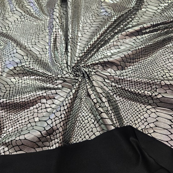 Gümüş Varak Piton Desen Süprem Kumaş | D-04