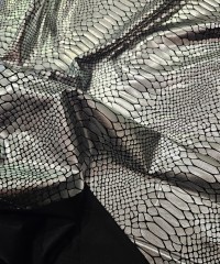 Gümüş Varak Piton Desen İnterlok Kumaş | D-12