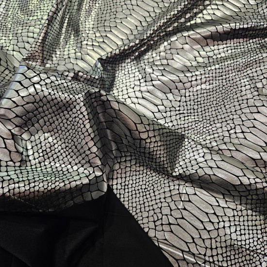 Gümüş Varak Piton Desen Süprem Kumaş | D-04