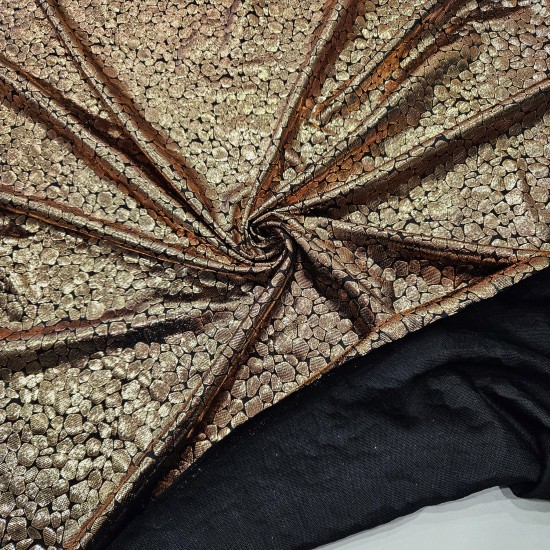 Bronz Varak Yılan Pul Desen Süprem Kumaş | D-06