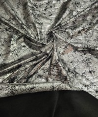 Gümüş Kaplama Soyut Likralı Süprem Kumaş | K-09