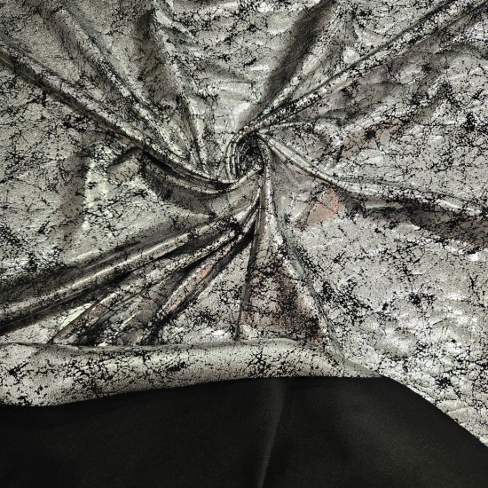 Gümüş Kaplama Soyut Likralı Süprem Kumaş | K-09