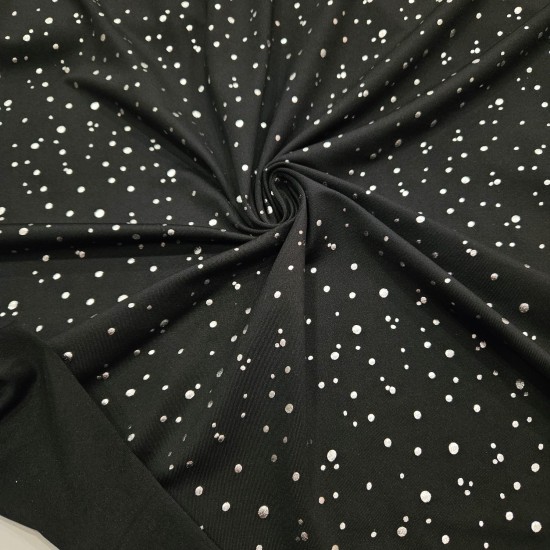 Gümüş Renk Rastgele Puantiye Süprem Kumaş | D-20
