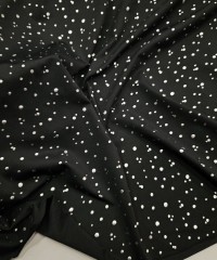 Gümüş Renk Rastgele Puantiye Süprem Kumaş | D-20