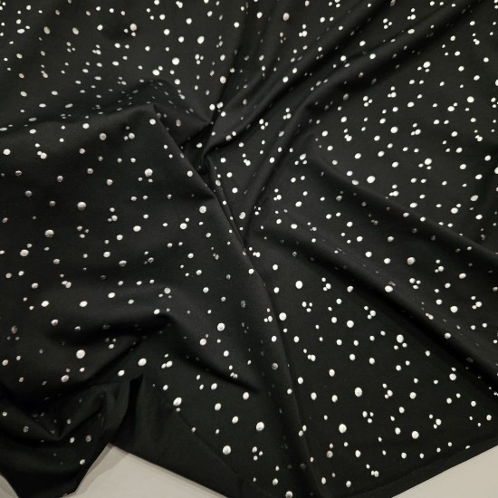 Gümüş Renk Rastgele Puantiye Süprem Kumaş | D-20