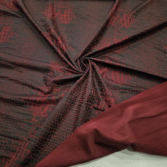 Mat Kaplama Yılan Desen Bordo Zemin Süprem Kumaş | X-03