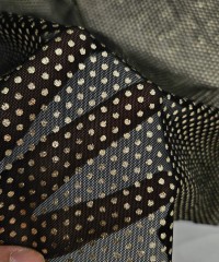 Altın Varak Kaplama Puantiye Siyah Tül Kumaş | K-11