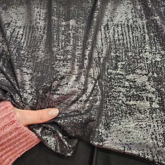 Kızıl Hologram Gümüş Varak Batik Desen Lyc Süprem Kumaş | X-06