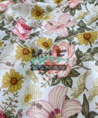 Gül Baskılı Örme Waffle Kumaş Gül Baskılı Örme Waffle Kumaş