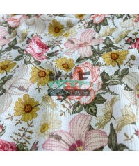 Gül Baskılı Örme Waffle Kumaş Gül Baskılı Örme Waffle Kumaş